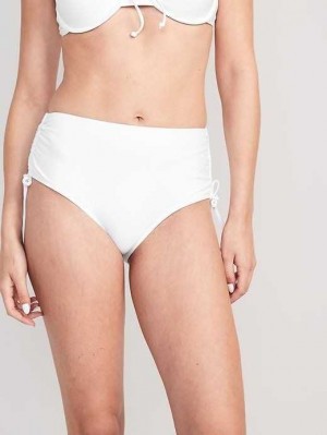 Old Navy High-Waisted Tie-Cinched Bikini Swim Bottoms Badeanzüge Damen Weiß | 7629TPQSR