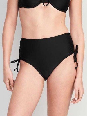 Old Navy High-Waisted Tie-Cinched Bikini Swim Bottoms Badeanzüge Damen Schwarz | 9203INPWQ