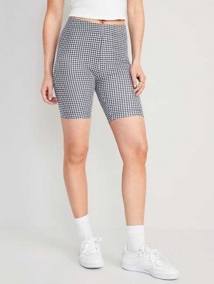 Old Navy High-Waisted Tie-Dye Long Biker Shorts Kurze Hose Damen Gingham | 0896LFPCJ