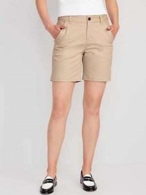 Old Navy High-Waisted Uniform Bermuda Shorts Kurze Hose Damen Rolled Oats | 0567NIKSJ