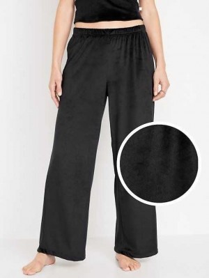 Old Navy High-Waisted Velour Pajama Pants Pyjama Damen Schwarz | 3419ARNBI