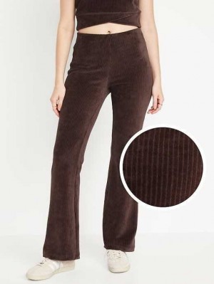 Old Navy High-Waisted Velvet Performance Flare Pants Sportbekleidung Damen Topsoil | 0428QBGOL