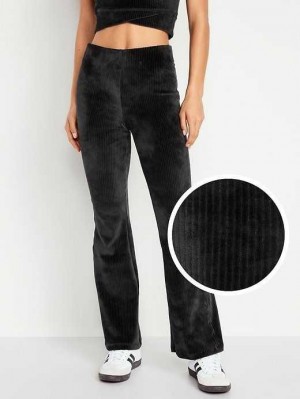 Old Navy High-Waisted Velvet Performance Flare Pants Sportbekleidung Damen Schwarz | 9164KIRHP