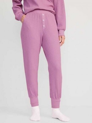 Old Navy High-Waisted Waffle-Knit Pajama Jogger Pants Pyjama Damen Lila | 4685VJILE