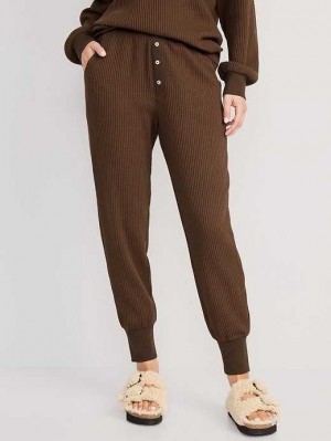 Old Navy High-Waisted Waffle-Knit Pajama Jogger Pants Pyjama Damen Dunkel | 9724BEDHS