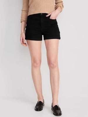 Old Navy High-Waisted Wow Black-Wash Jean Shorts Kurze Hose Damen Schwarz | 0835XTVYF