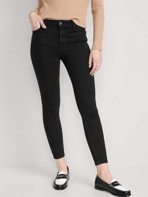 Old Navy High-Waisted Wow Super-Schlank Black-Wash Ankle Jeans Jeans Damen Schwarz | 9560VNYGZ