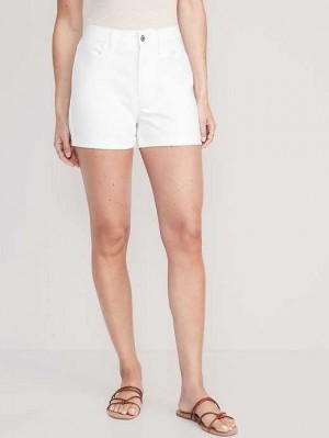 Old Navy High-Waisted Wow White-Wash Gerade Jean Shorts Kurze Hose Damen Weiß | 9204TIEHY