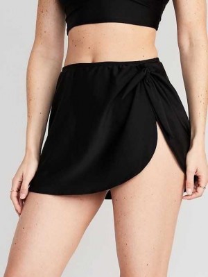 Old Navy High-Waisted Wrap-Front Sarong Swim Skirt Badeanzüge Damen Schwarz | 1875DEOMV