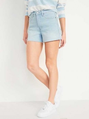 Old Navy Higher High-Waisted Button-Fly Sky-Hi A-Line Cut-Off Jean Shorts Unterteile Damen Hellwaschen | 0961SXMPE