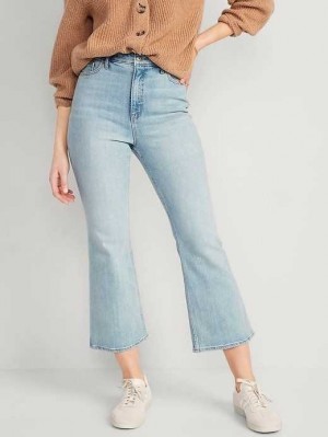 Old Navy Higher High-Waisted Cropped Flare Jeans Jeans Damen Hellwaschen | 0572MHQTG