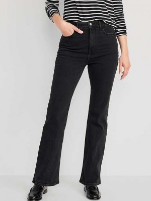 Old Navy Higher High-Waisted Flare Jeans Jeans Damen Schwarz | 2653CBNFY