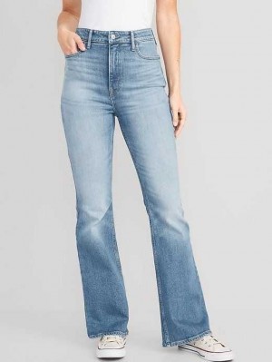 Old Navy Higher High-Waisted Flare Jeans Jeans Damen Hellwaschen | 1678NAFZK