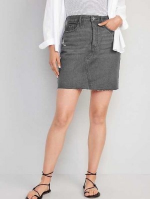 Old Navy Higher High-Waisted OG Gerade Button-Fly Mini Jean Skirt Unterteile Damen Schwarz | 3082ASCTZ