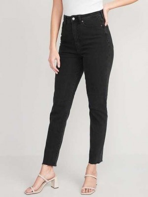 Old Navy Higher High-Waisted OG Gerade Cut-Off Black Ankle Jeans Jeans Damen Moon Shade | 0148NCYMI