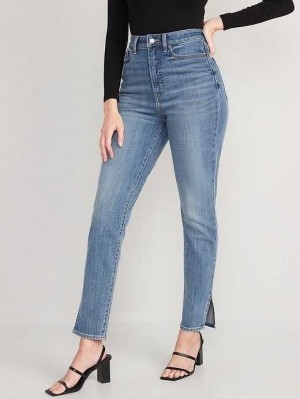 Old Navy Higher High-Waisted O.G. Gerade Side-Slit Ankle Jeans Jeans Damen Courtney | 2496SAFOW