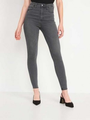 Old Navy Higher High-Waisted Rockstar 360 Stretch Gray-Wash Super Schlank Jeans Jeans Damen Starla | 1289RNIFP