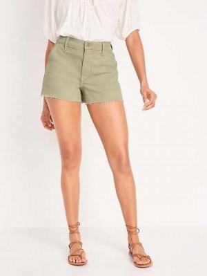 Old Navy Higher High-Waisted Sky-Hi A-Line Cut-Off Workwear Jean Shorts Unterteile Damen Olivgrün | 3148HQAOU