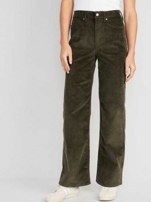 Old Navy Higher High-Waisted Weite-Leg Corduroy Pants Jeans Damen Grün | 2876EFPOQ