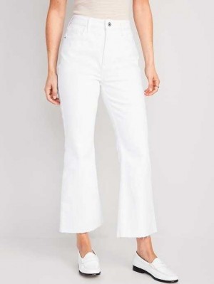 Old Navy Higher High-Waisted White Cropped Cut-Off Flare Jeans Jeans Damen Weiß | 3921KSYLV