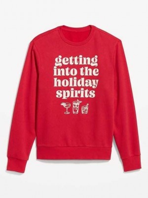 Old Navy Holiday Graphic Fleece Sweatshirt Sweatshirt Herren Getting Into The Holiday Spirits | 6752UZRHB