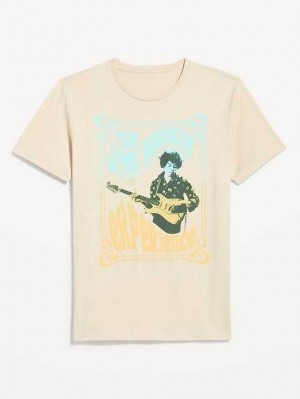 Old Navy Jimi Hendrix Gender-Neutrale Graphic T-Shirt T-shirts Herren Ecru | 3975ALTXM