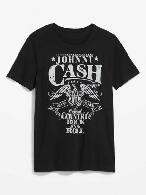 Old Navy Johnny Cash Gender-Neutrale T-Shirt T-shirts Herren Schwarz | 3685TLJFV
