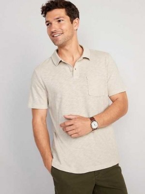Old Navy Klassische Fit Linen-Blend Polo Polo Shirts Herren Beige | 2193NLHYS