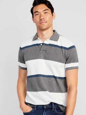 Old Navy Klassische Fit Pique Polo Polo Shirts Herren Weiß Grau | 4851WROMI