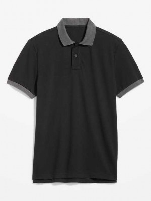 Old Navy Klassische Fit Pique Polo Polo Shirts Herren Grau Schwarz | 5290ILPEB