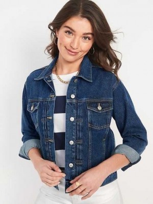 Old Navy Klassische Non-Stretch Jean Jacket Mäntel Damen Dunkelwaschen | 0784QRHGP
