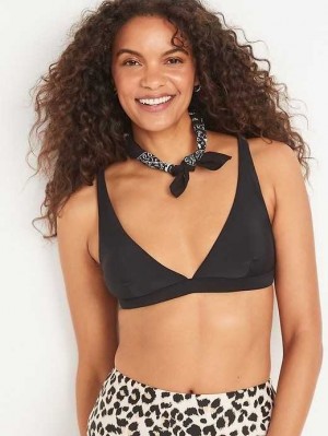 Old Navy Klassische Plunge Triangle Bikini Swim Top Badeanzüge Damen Ebony | 3167JWDAT