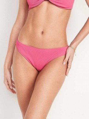 Old Navy Klassische Rib-Knit Bikini Swim Bottoms Badeanzüge Damen Rosa | 2583WZKYM