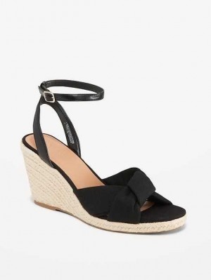 Old Navy Knotted Canvas Espadrilles Wedge Sandals Sandalen Damen Schwarz | 8521CBOLR