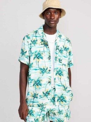 Old Navy Kurzes-Sleeve Printed Camp Shirt Hemd Herren Scenic Palms | 1920IHPSK