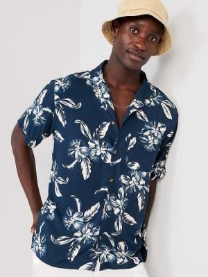 Old Navy Kurzes-Sleeve Printed Camp Shirt Hemd Herren Navy | 5238MVUFH