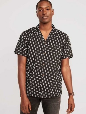 Old Navy Kurzes-Sleeve Printed Camp Shirt Hemd Herren Dunkel | 6152LKXYW