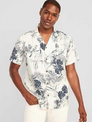 Old Navy Kurzes-Sleeve Printed Camp Shirt Hemd Herren Blau | 0718ZMHQL