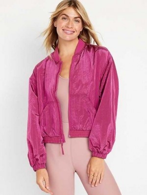 Old Navy Laufschuhe Cropped Nylon Jacket Lauftop Damen Flamingo | 1975VUNQC