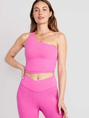 Old Navy Light-Support PowerChill One-Shoulder Longline Sports Bra BHs Damen Diaphanous | 6930IXNVA