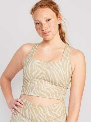 Old Navy Light Support PowerChill Cross-Back Longline Sports Bra BHs Damen Zebra | 8952ITBWF