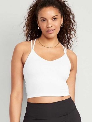 Old Navy Light Support PowerPress Riemchen Longline Sports Bra BHs Damen Weiß | 7813UWPOX