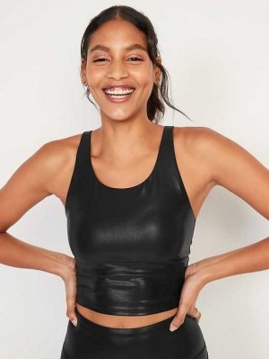 Old Navy Light Support PowerSoft Adjustable Longline Sports Bra Sportbekleidung Damen Schwarz | 9850UBMRN