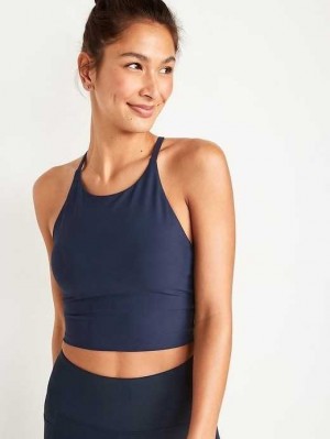 Old Navy Light Support PowerSoft Longline Sports Bra Sportbekleidung Damen Navy | 0281RSBCK