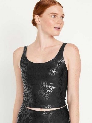Old Navy Light Support PowerSoft Longline Sports Bra BHs Damen Schwarz | 4216QEOWC