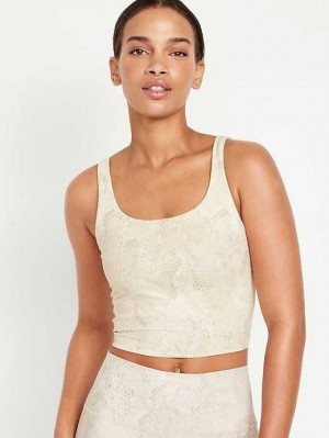 Old Navy Light Support PowerSoft Longline Sports Bra BHs Damen Rattlesnake Print | 6251SAIUJ