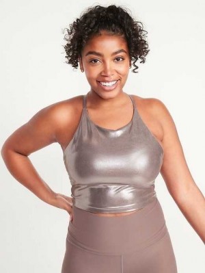 Old Navy Light Support PowerSoft Longline Sports Bra Sportbekleidung Damen Silber | 7489EYWHB