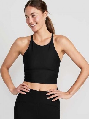 Old Navy Light Support PowerSoft Longline Sports Bra Sportbekleidung Damen Schwarz | 7580TXWBI