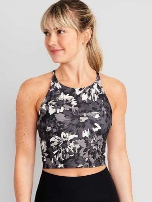 Old Navy Light Support PowerSoft Longline Sports Bra Sportbekleidung Damen Schwarz Grau | 8290CKSMX