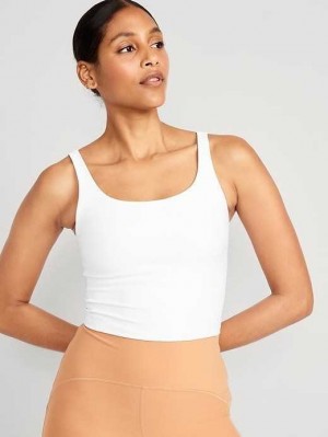 Old Navy Light Support PowerSoft Longline Sports Bra BHs Damen Weiß | 9018HOYJX